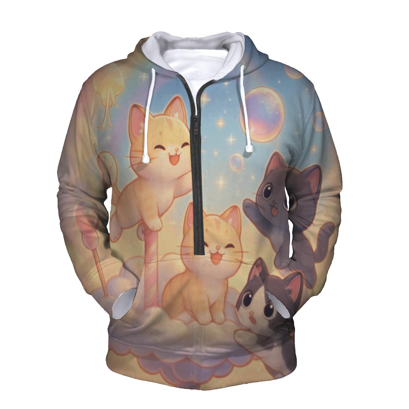 Rainbow Cloud Carousel Kittens pullover hoodies
