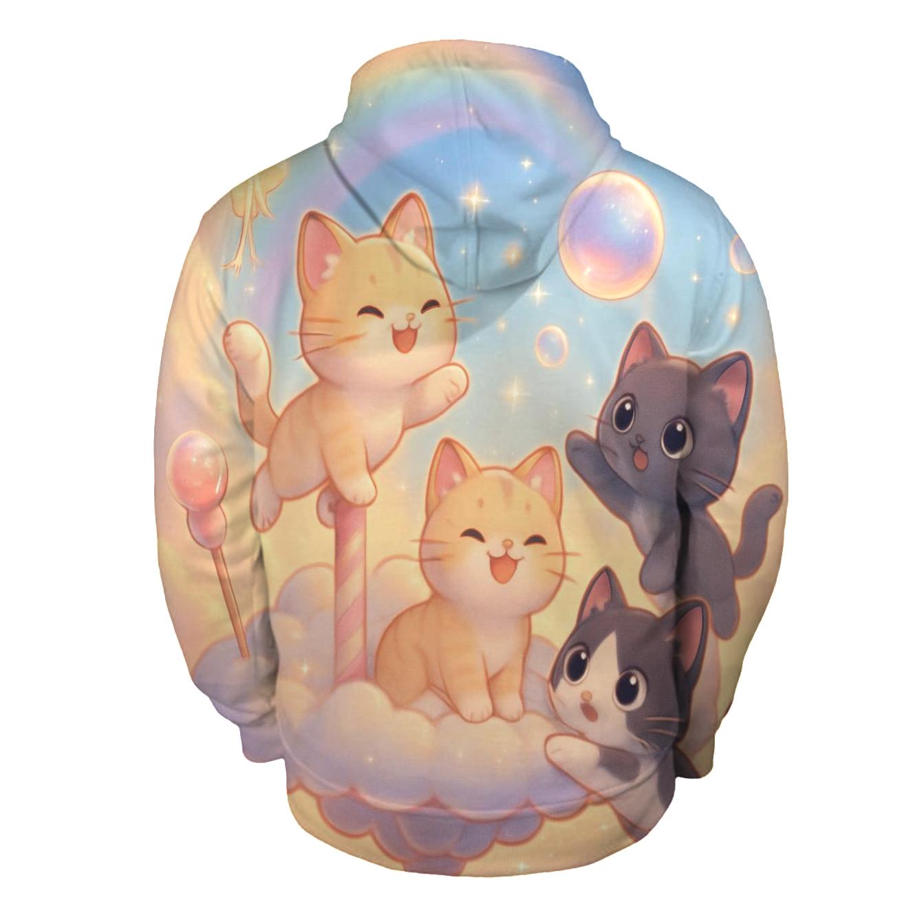 Rainbow Cloud Carousel Kittens pullover hoodies