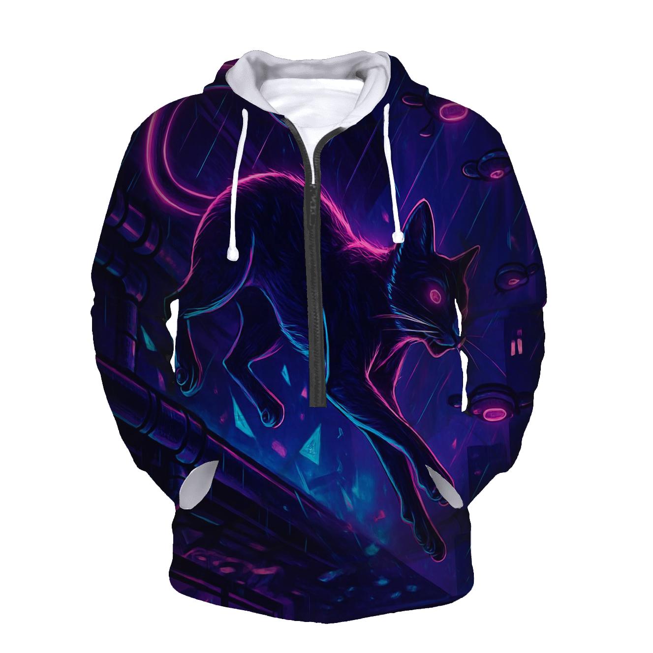 Neon Alley Cipher Cat Courier graphic hoodies