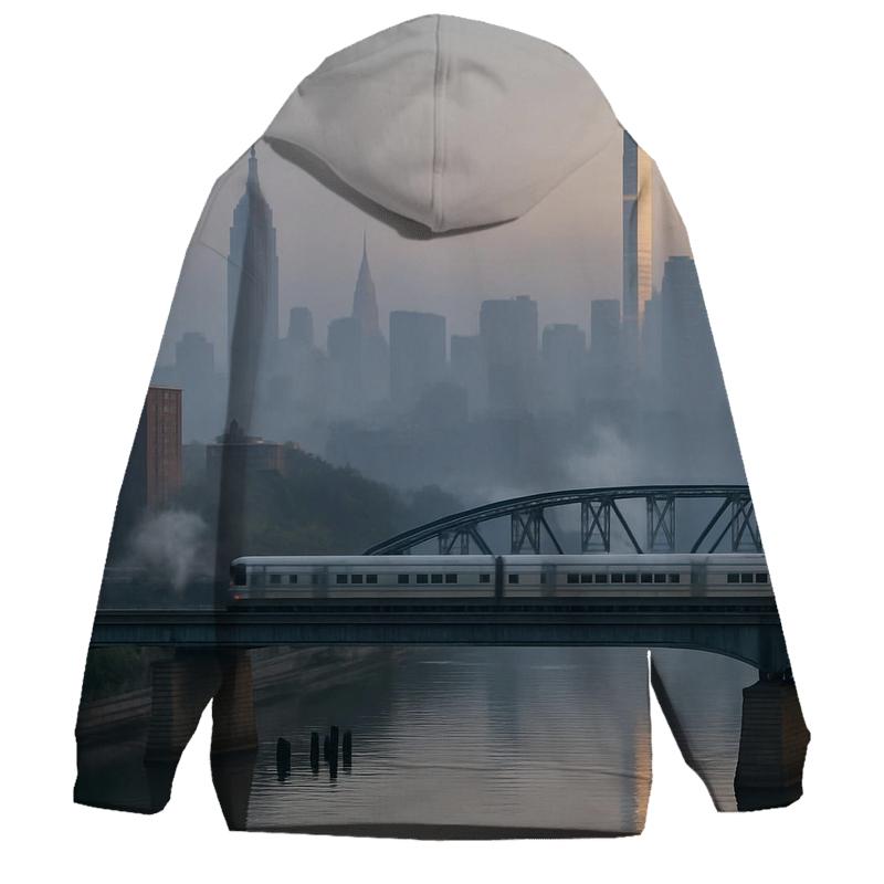 Harlem River Mist Over The Manhattan Skyline graphic hoodies