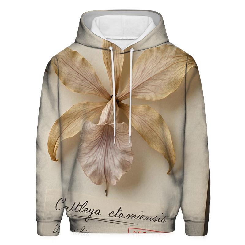 Pressed Herbarium Specimen Of Victorian Era Orchid zip-up hoodies