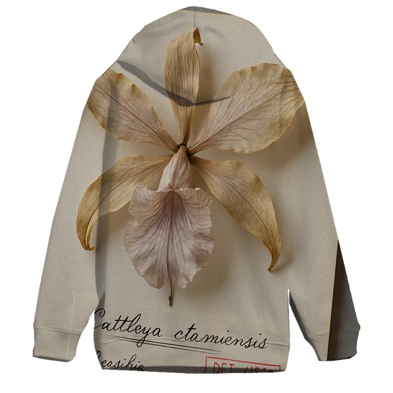 Pressed Herbarium Specimen Of Victorian Era Orchid zip-up hoodies