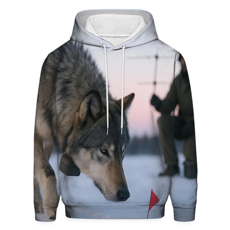 Radio Collared Wolf At Boreal Rewilding Checkpoint heavyweight hoodies