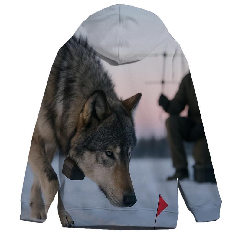 Radio Collared Wolf At Boreal Rewilding Checkpoint heavyweight hoodies