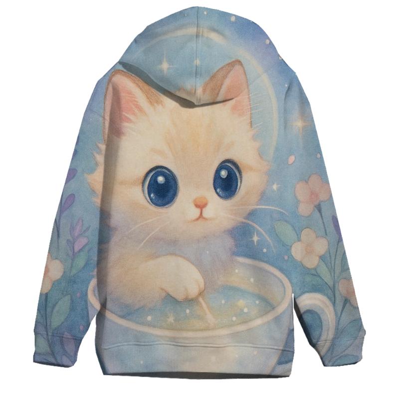 Moonlit Teacup Kitten Garden graphic hoodies