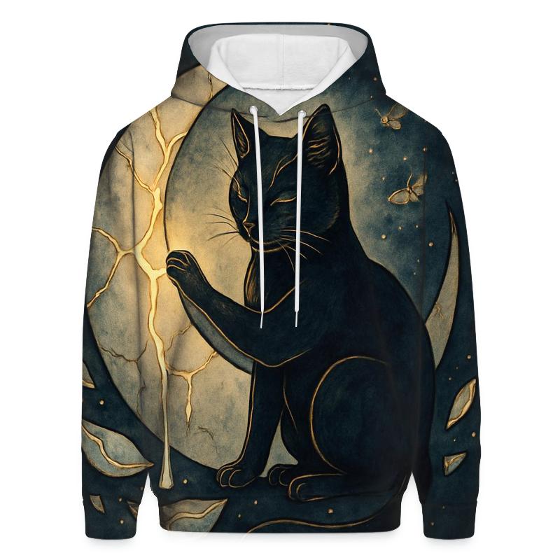 Lunar Kintsugi Guardian Cat graphic hoodies