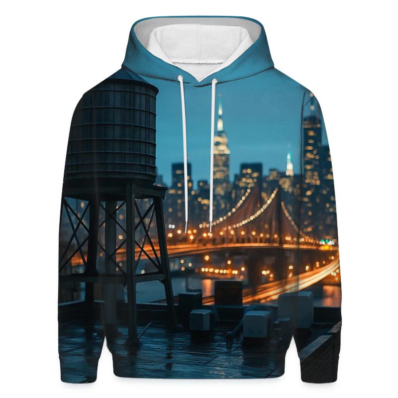 Rooftop Water Tower Foreground With Midtown After Rain hoodies fashion