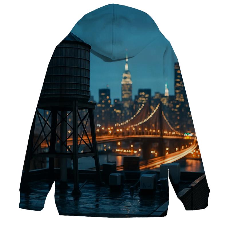 Rooftop Water Tower Foreground With Midtown After Rain hoodies fashion