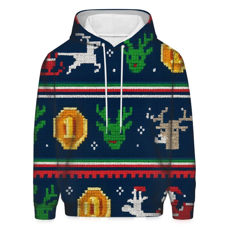 Santa Sleigh Arcade Stripe Design custom hoodies