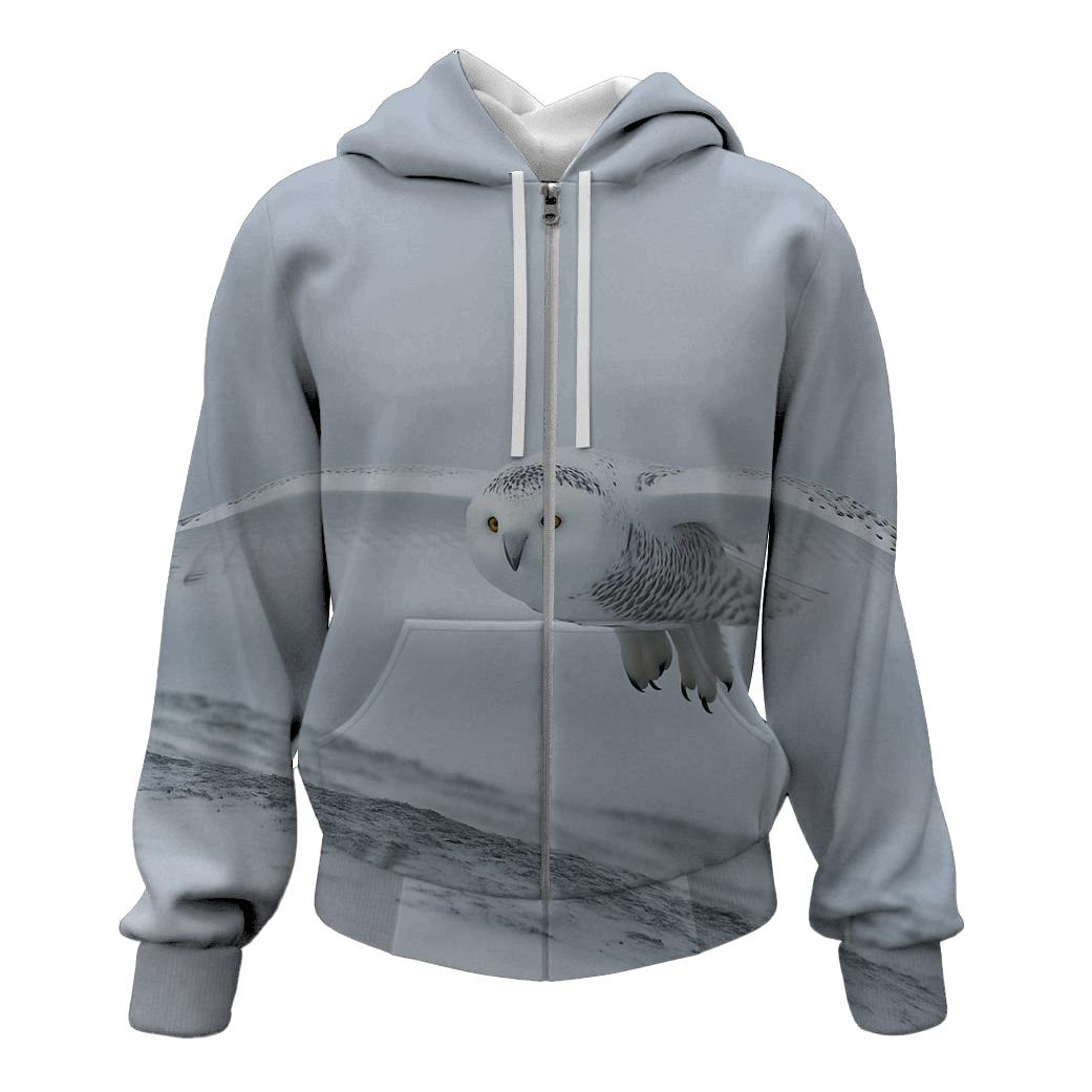 Frostline Forager Snowy Owl hoodies fashion
