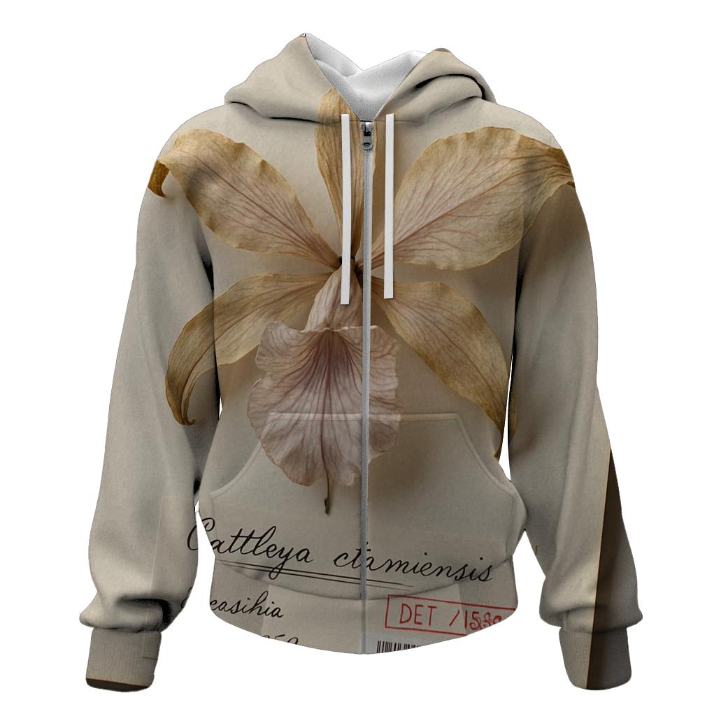 Pressed Herbarium Specimen Of Victorian Era Orchid heavyweight hoodies
