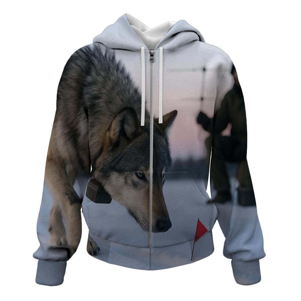 Radio Collared Wolf At Boreal Rewilding Checkpoint hoodie designs