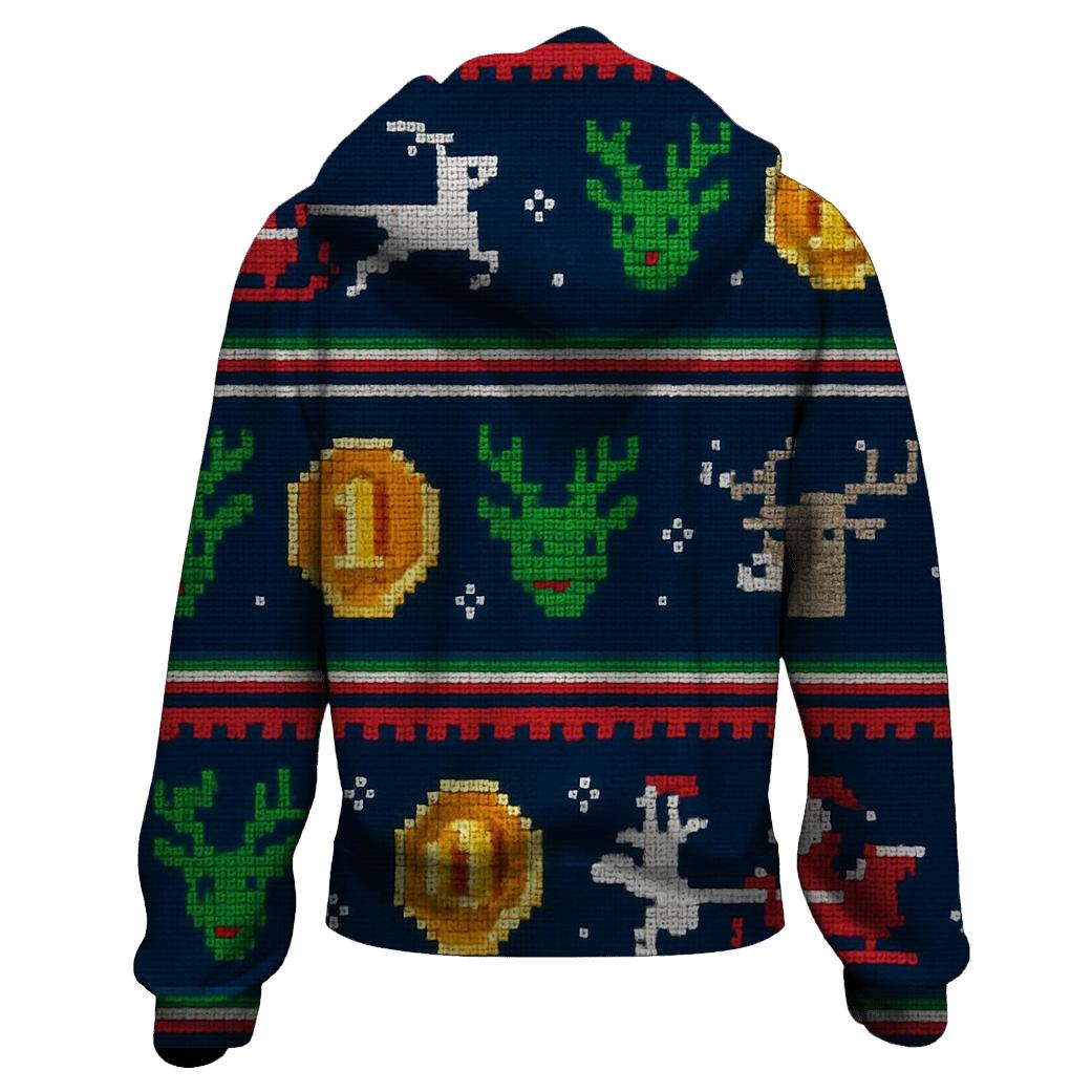 Santa Sleigh Arcade Stripe Design heavyweight hoodies