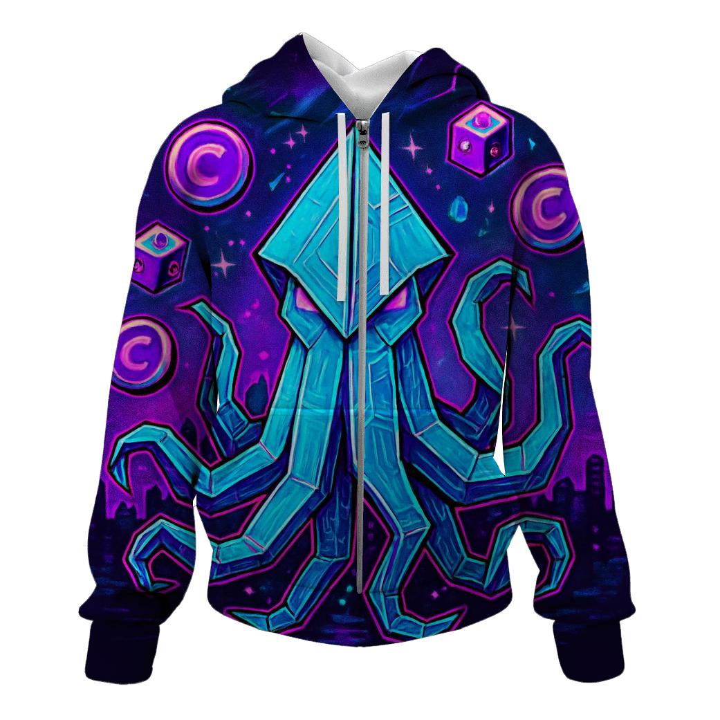 Neon Origami Kraken pullover hoodies