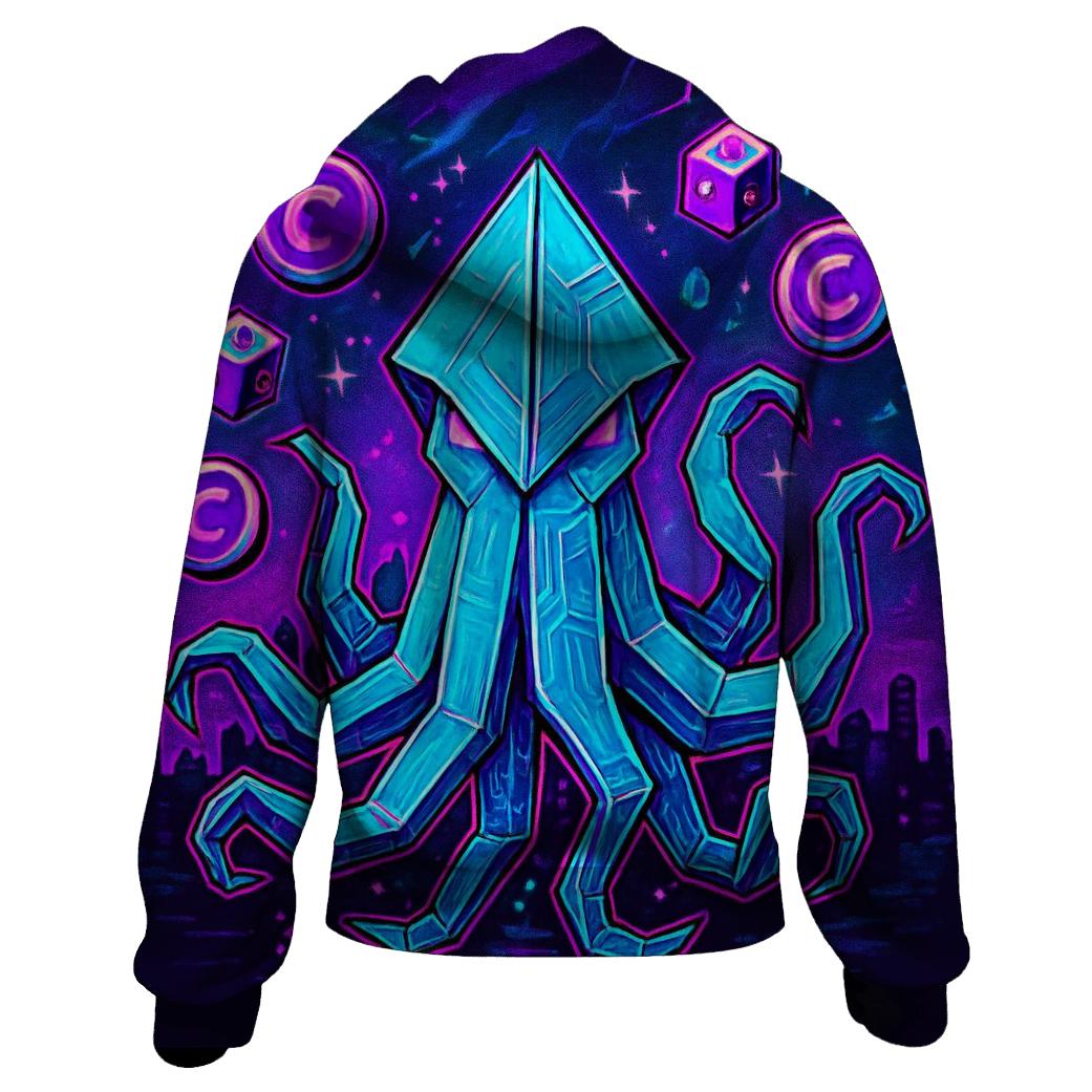 Neon Origami Kraken pullover hoodies