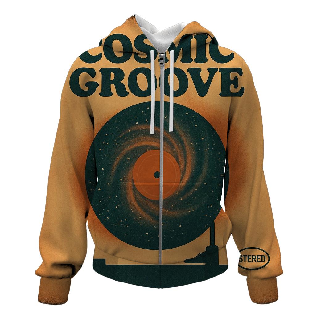 Seventies Vinyl Record Nebula Night heavyweight hoodies