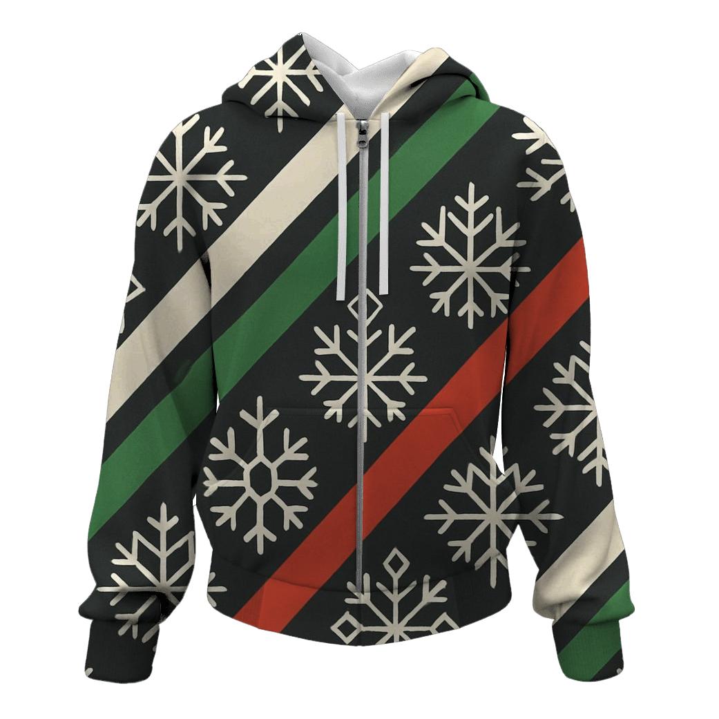 Snowflake Tessellation Candy Stripe Night printed hoodies