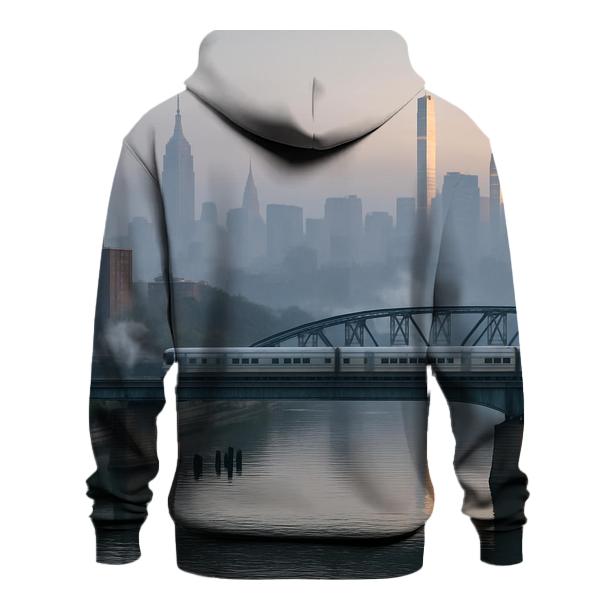 Harlem River Mist Over The Manhattan Skyline zip-up hoodies