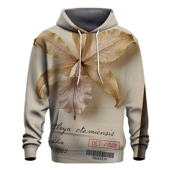 Pressed Herbarium Specimen Of Victorian Era Orchid designer hoodies