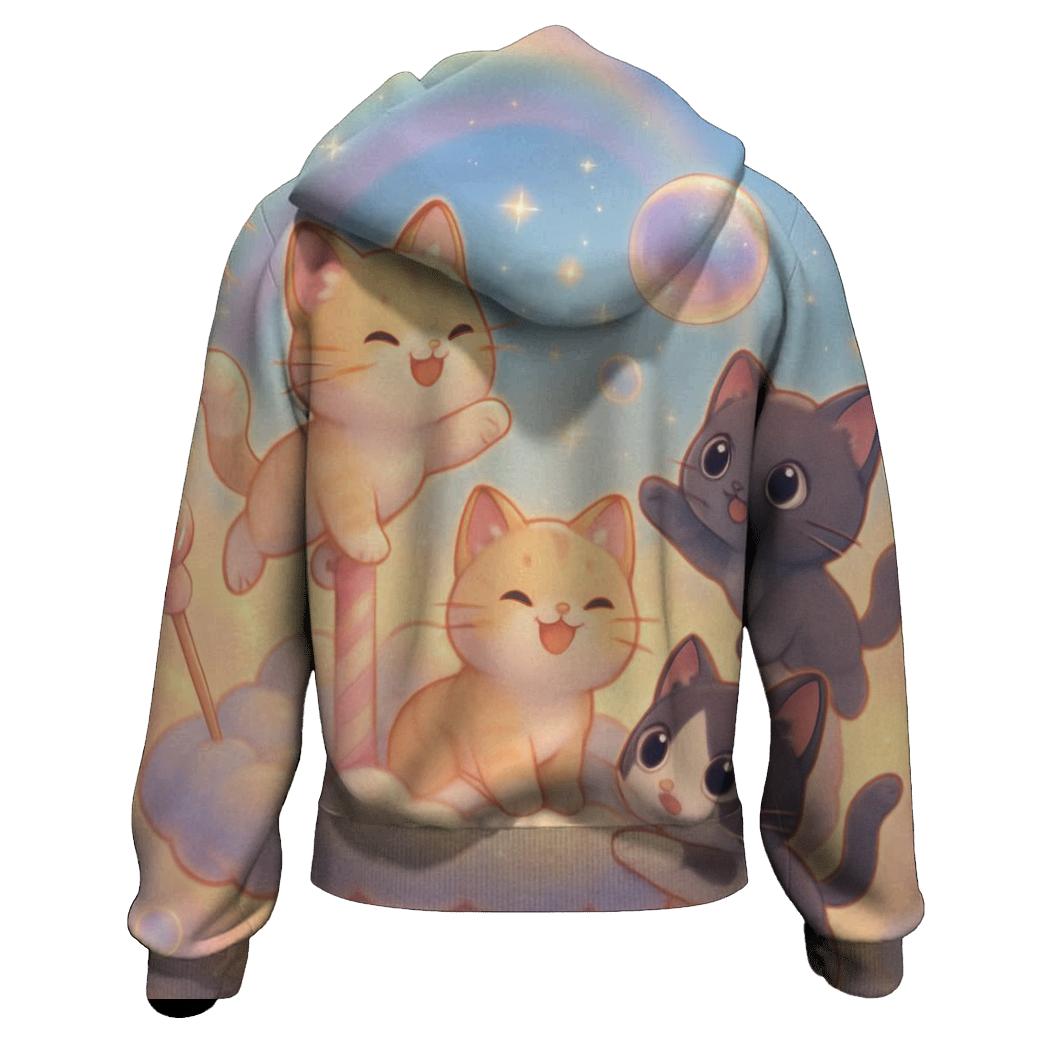 Rainbow Cloud Carousel Kittens graphic hoodies