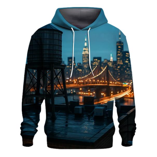 Rooftop Water Tower Foreground With Midtown After Rain hoodie designs