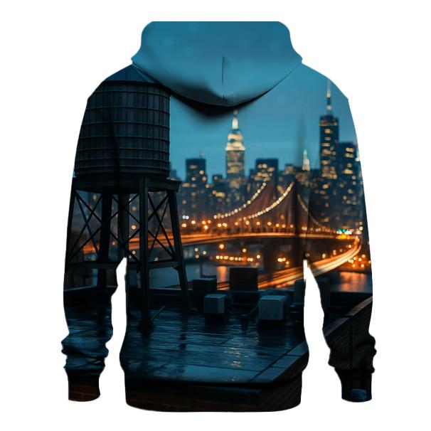 Rooftop Water Tower Foreground With Midtown After Rain hoodie designs