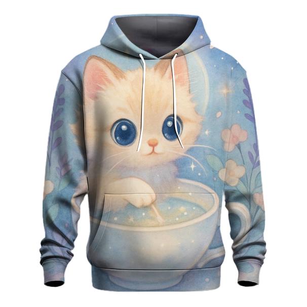 Moonlit Teacup Kitten Garden designer hoodies