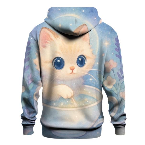 Moonlit Teacup Kitten Garden designer hoodies