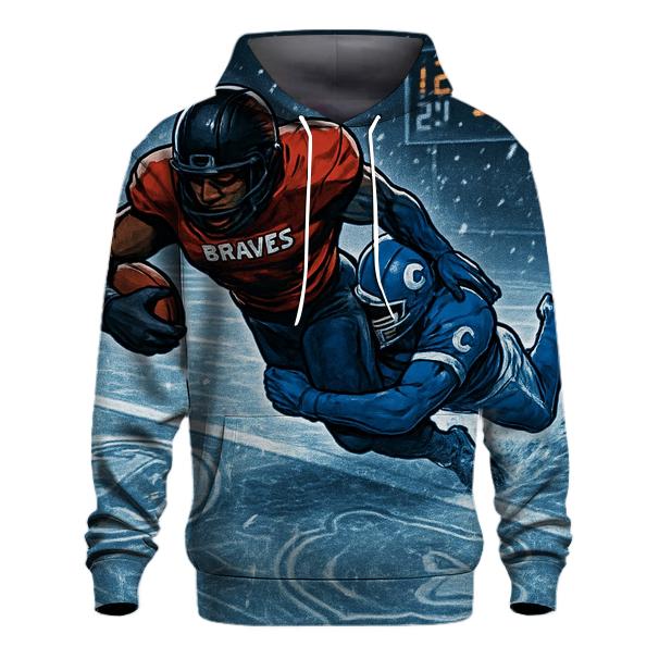 Frozen Goal Line Clash Braves Versus Cubs heavyweight hoodies