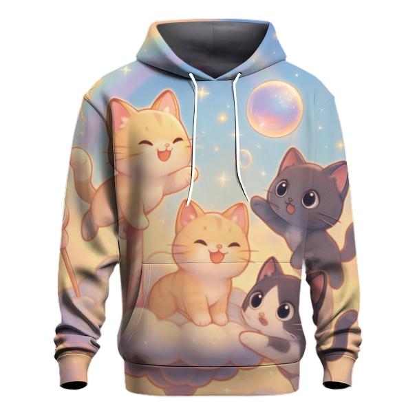 Rainbow Cloud Carousel Kittens embroidered hoodies
