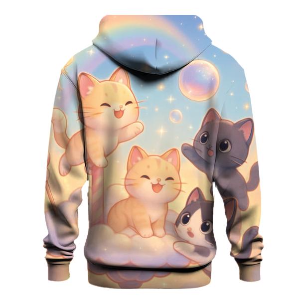 Rainbow Cloud Carousel Kittens embroidered hoodies
