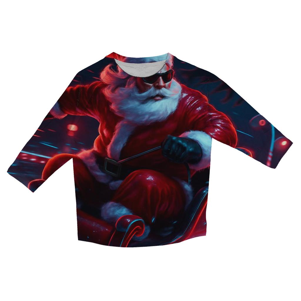 Neon Sleigh Drift Santa designer 3/4 sleeve blouses