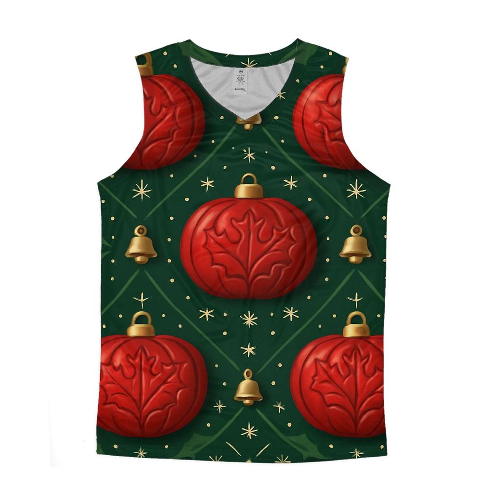 Crimson Pumpkin Ornament Lattice On Pine Green Background cotton sleeveless tops