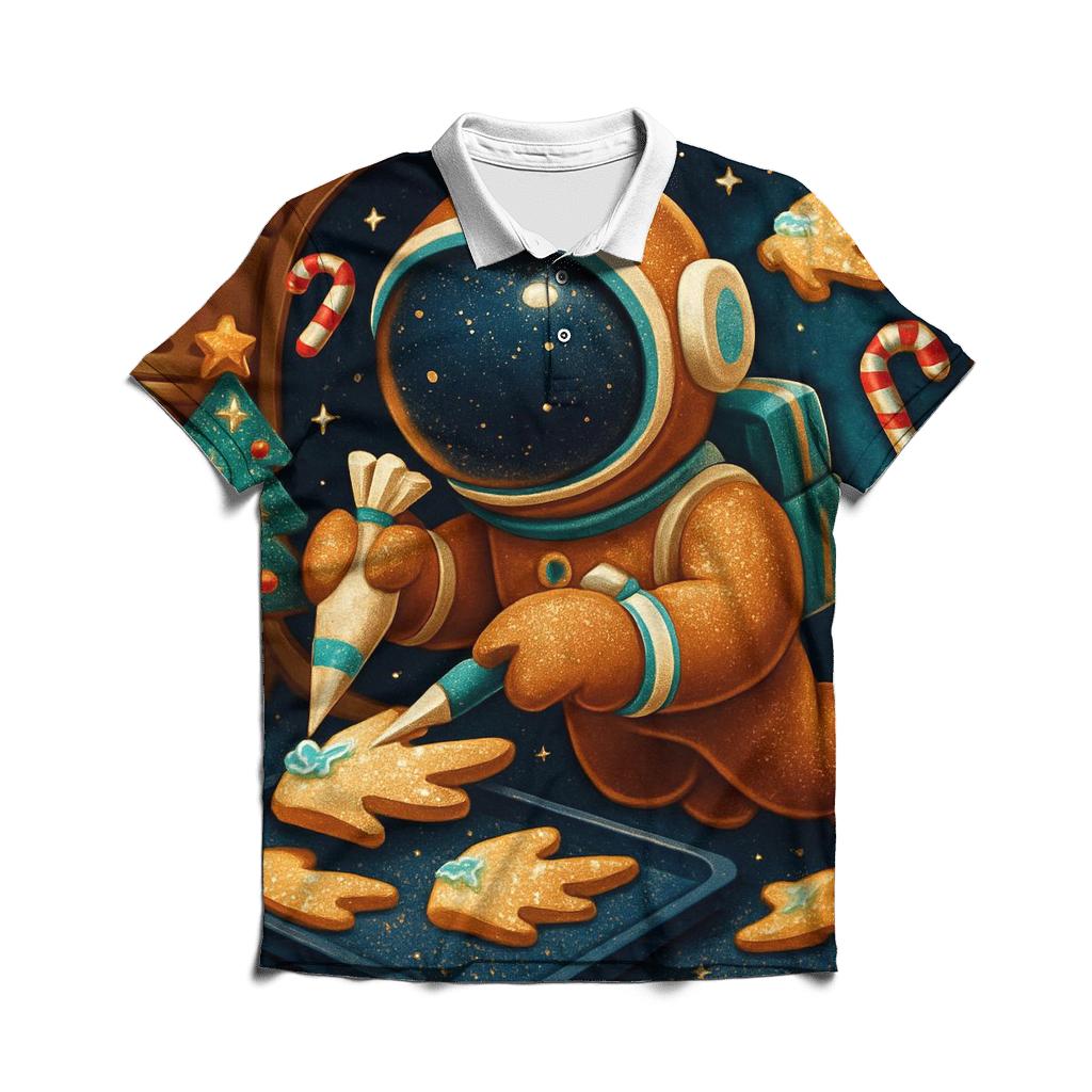 Gingerbread Astronaut Baking Comet Cookies premium cotton polo shirts