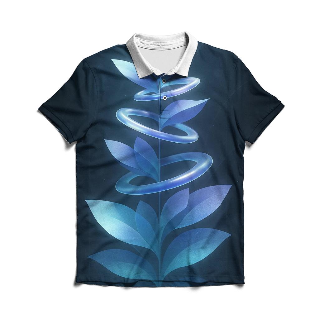 Indigo Helix Garden embroidered polo tops