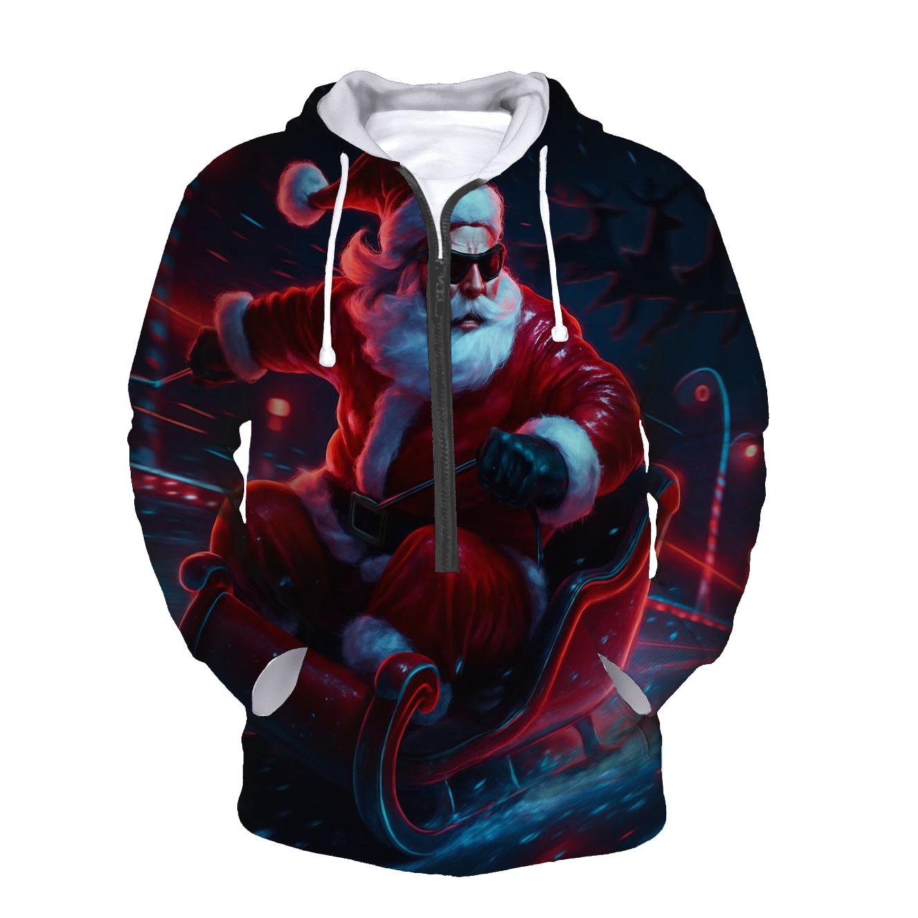 Neon Sleigh Drift Santa embroidered hoodies