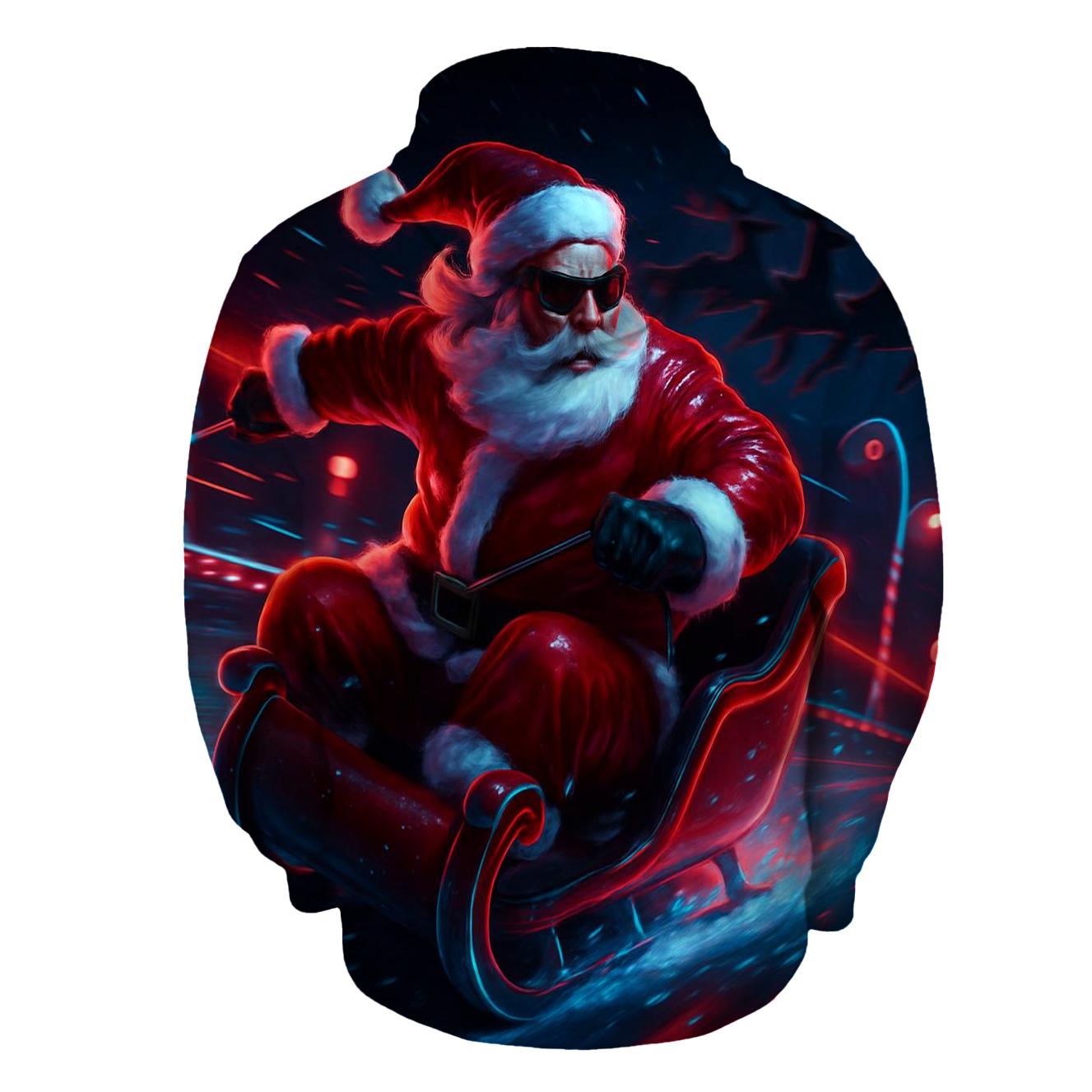 Neon Sleigh Drift Santa embroidered hoodies
