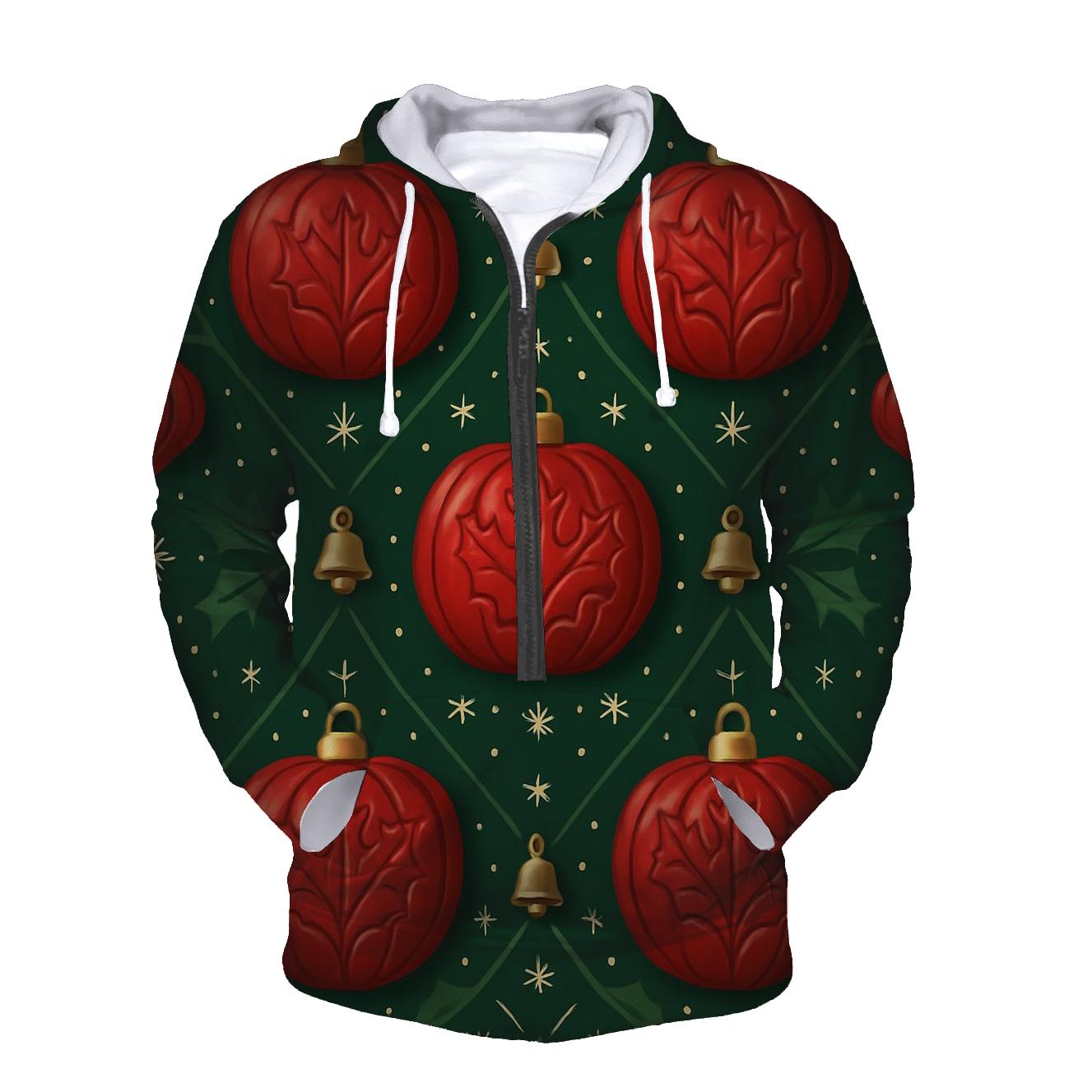 Crimson Pumpkin Ornament Lattice On Pine Green Background hoodie designs