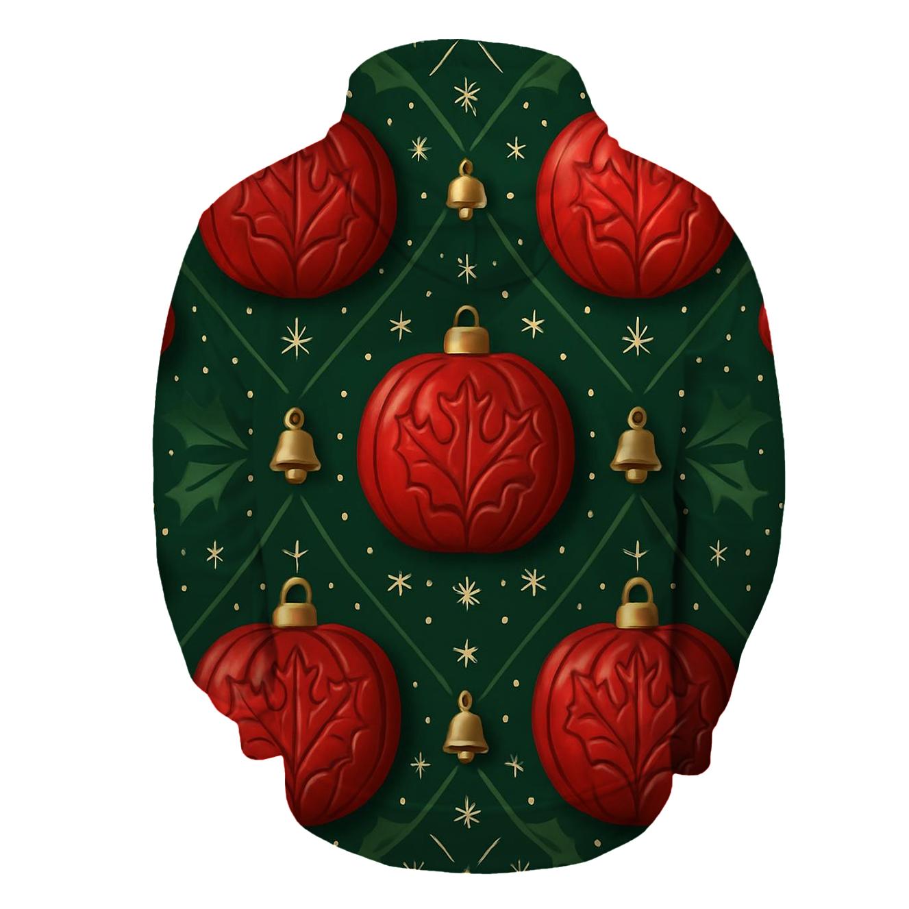 Crimson Pumpkin Ornament Lattice On Pine Green Background hoodie designs