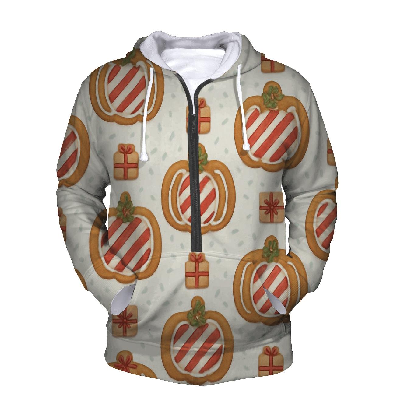 Ivory Gingerbread Pumpkin Grid On White Background hoodie trends