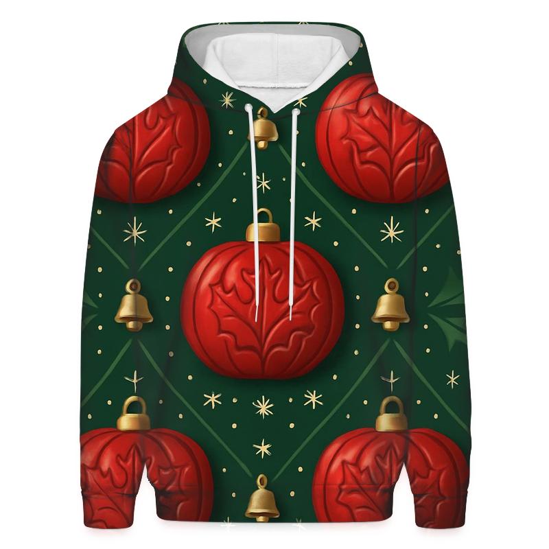 Crimson Pumpkin Ornament Lattice On Pine Green Background hoodie styles