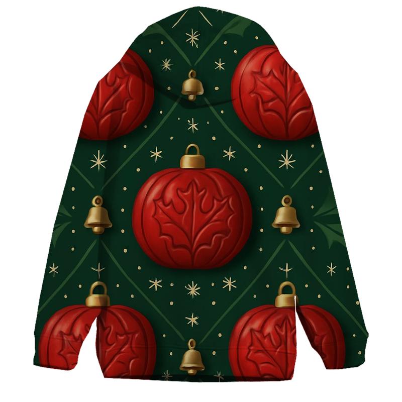 Crimson Pumpkin Ornament Lattice On Pine Green Background hoodie styles