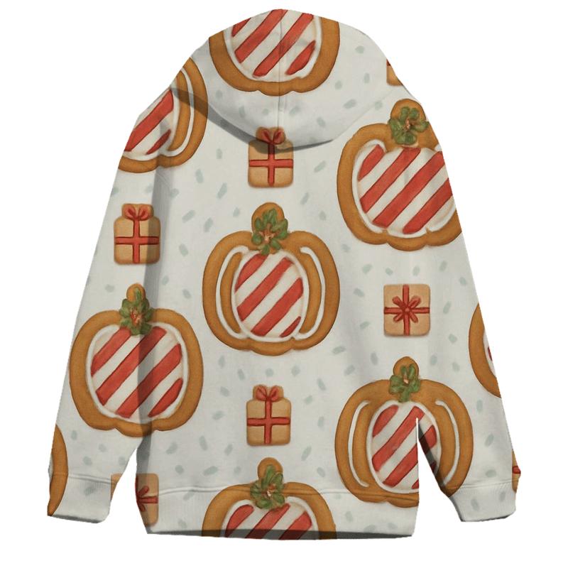 Ivory Gingerbread Pumpkin Grid On White Background lightweight hoodies