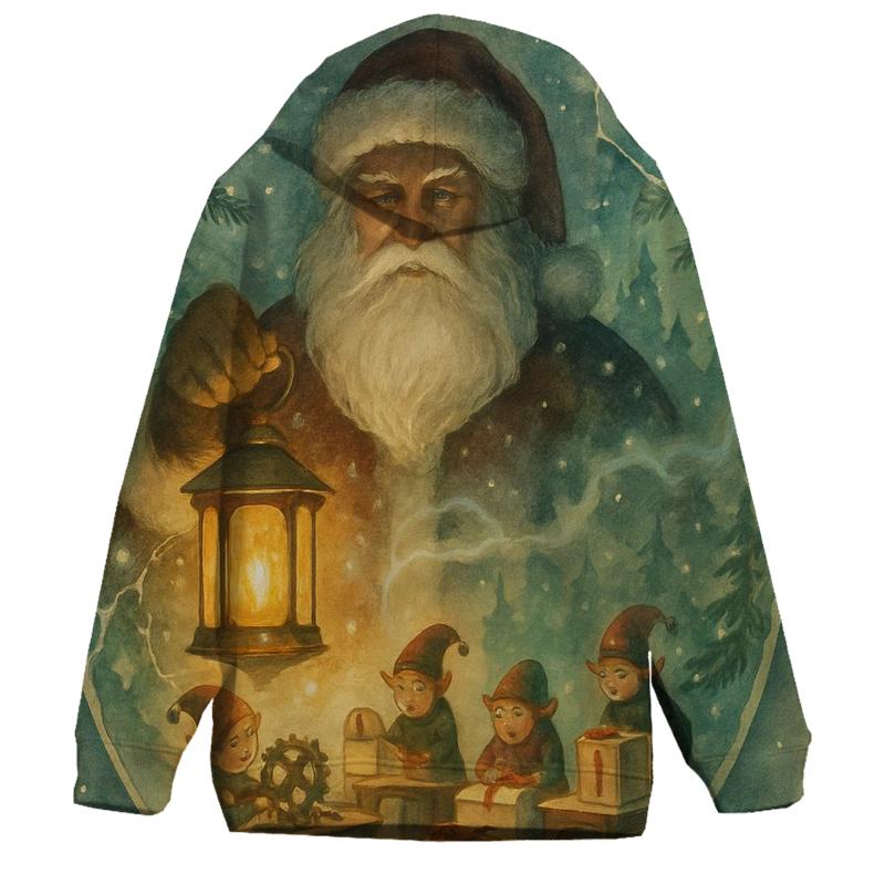 Workshop Snowglobe Santa Guardian printed hoodies