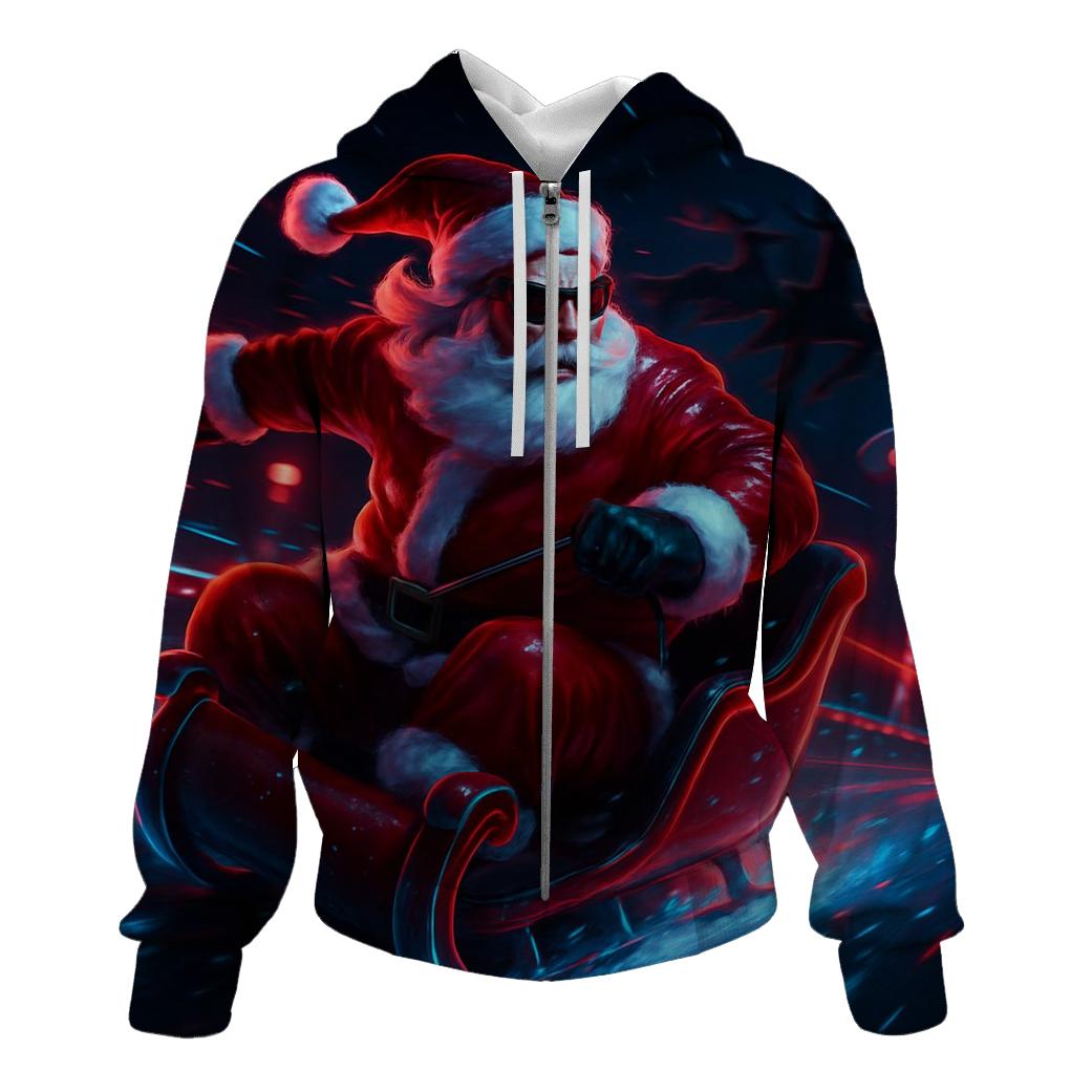 Neon Sleigh Drift Santa designer hoodies