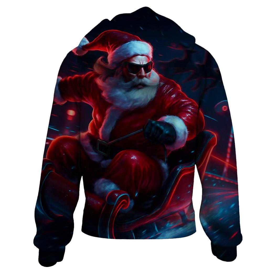 Neon Sleigh Drift Santa designer hoodies
