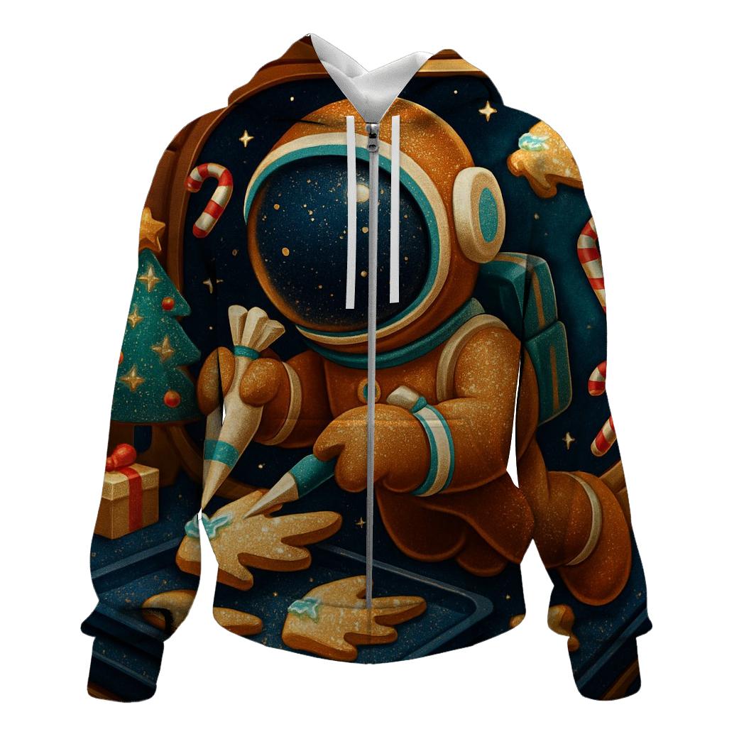 Gingerbread Astronaut Baking Comet Cookies zip-up hoodies