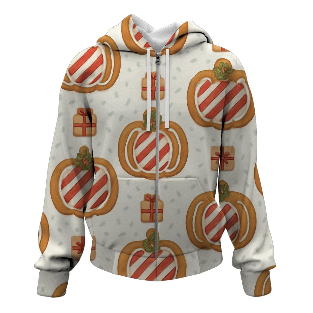 Ivory Gingerbread Pumpkin Grid On White Background pullover hoodies