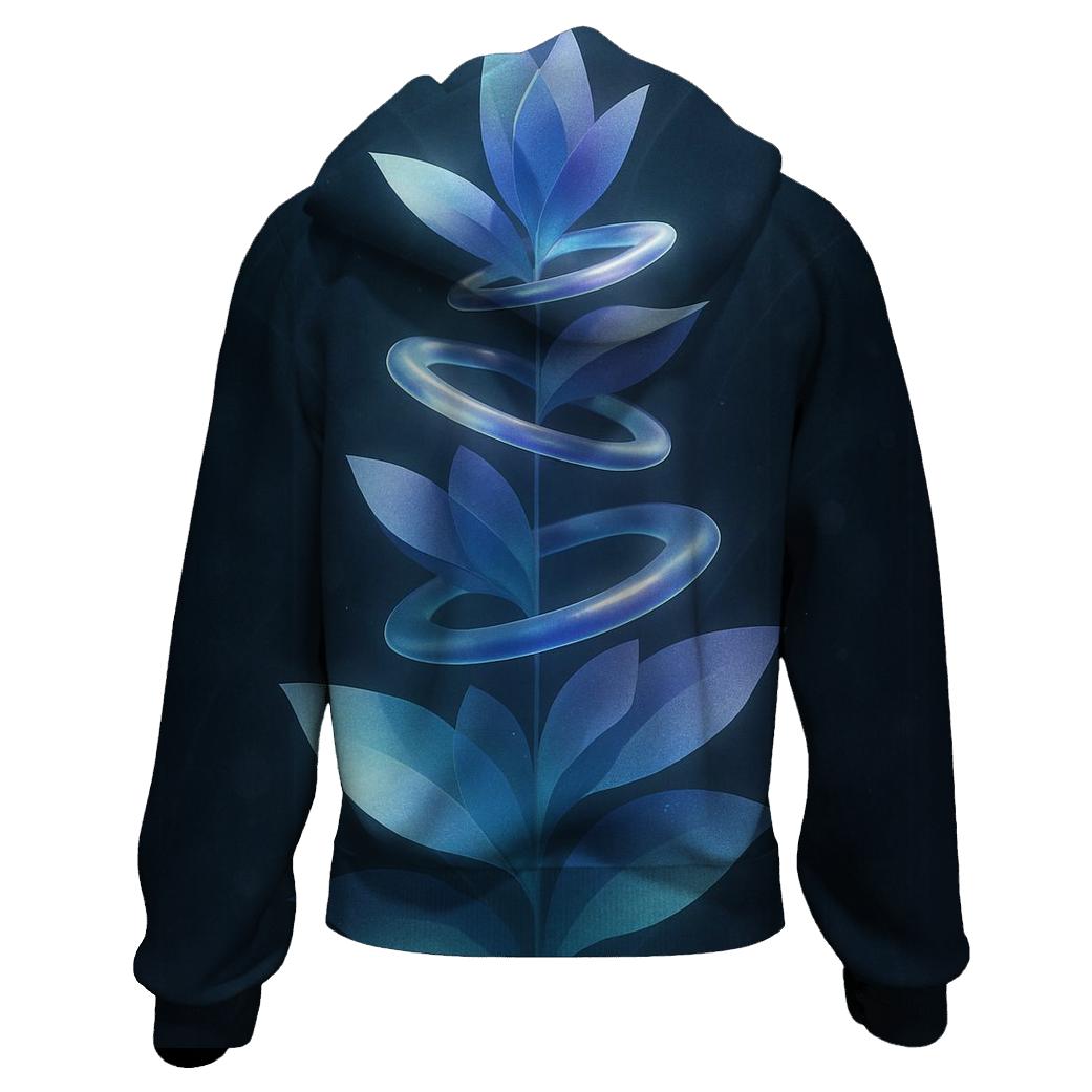 Indigo Helix Garden graphic hoodies