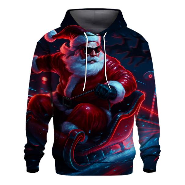 Neon Sleigh Drift Santa embroidered hoodies